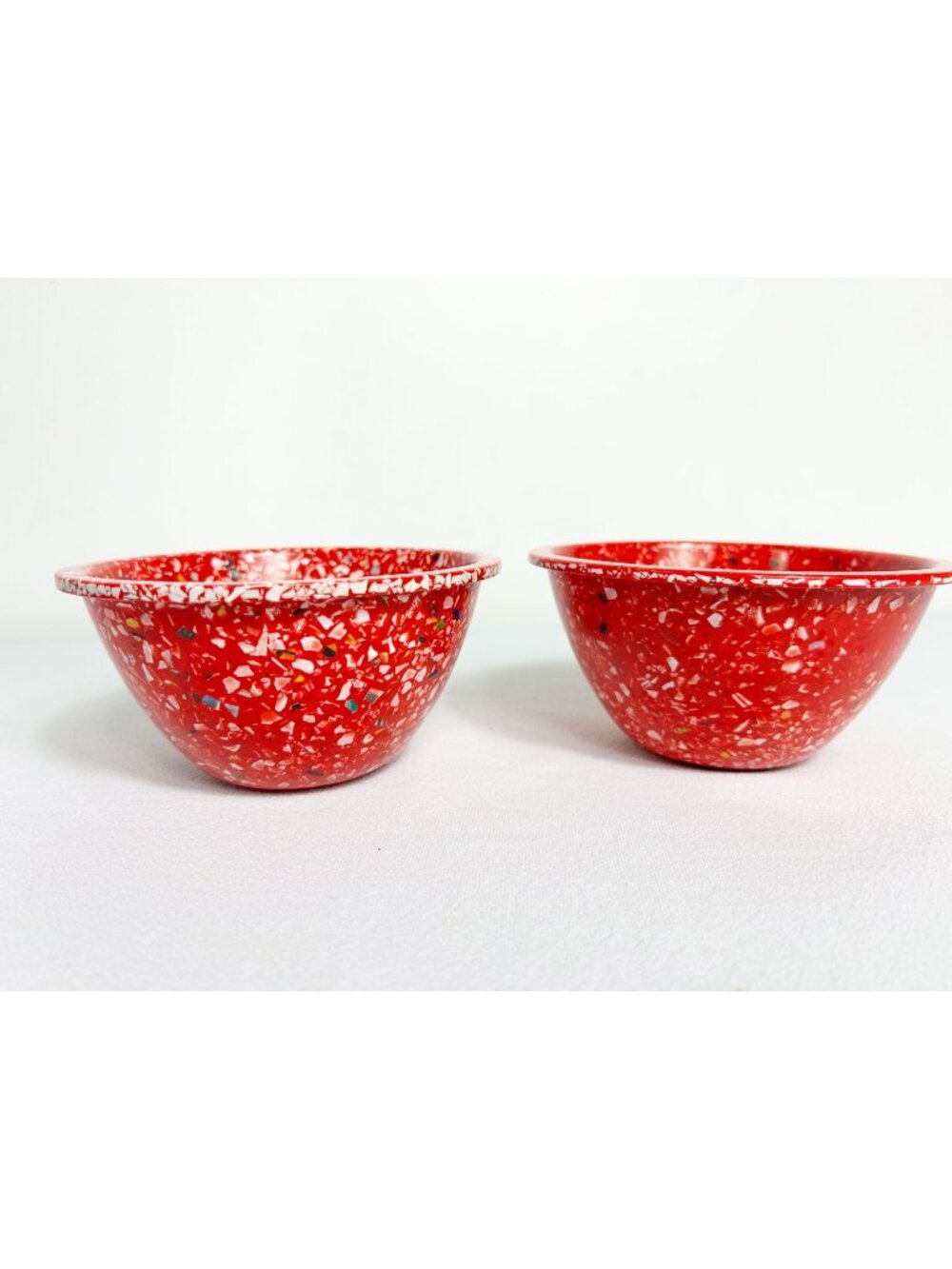 Set of 2 Zak Designs Small Red Confetti Melamine Plastic Mixing Bowls 3"x5.5"